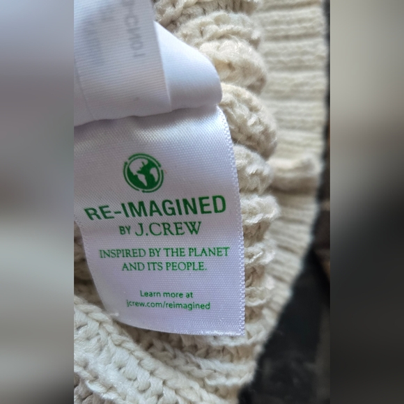 J.Crew Cropped Patch-Pocket Beach Cardigan Sweater 3X Cream Chunky Knit#0010 - Picture 7 of 8